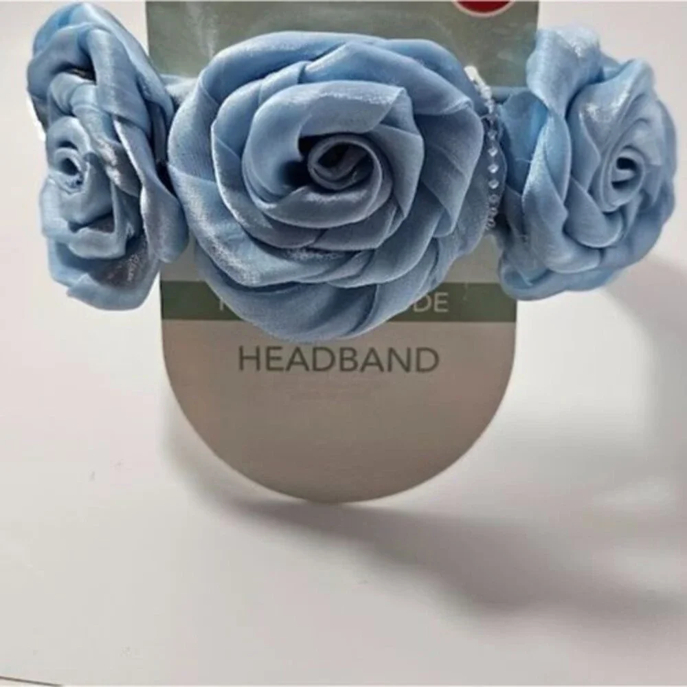 Rose Headband Silky Material Children or Adult sized Pink, Blue, Purple pastels